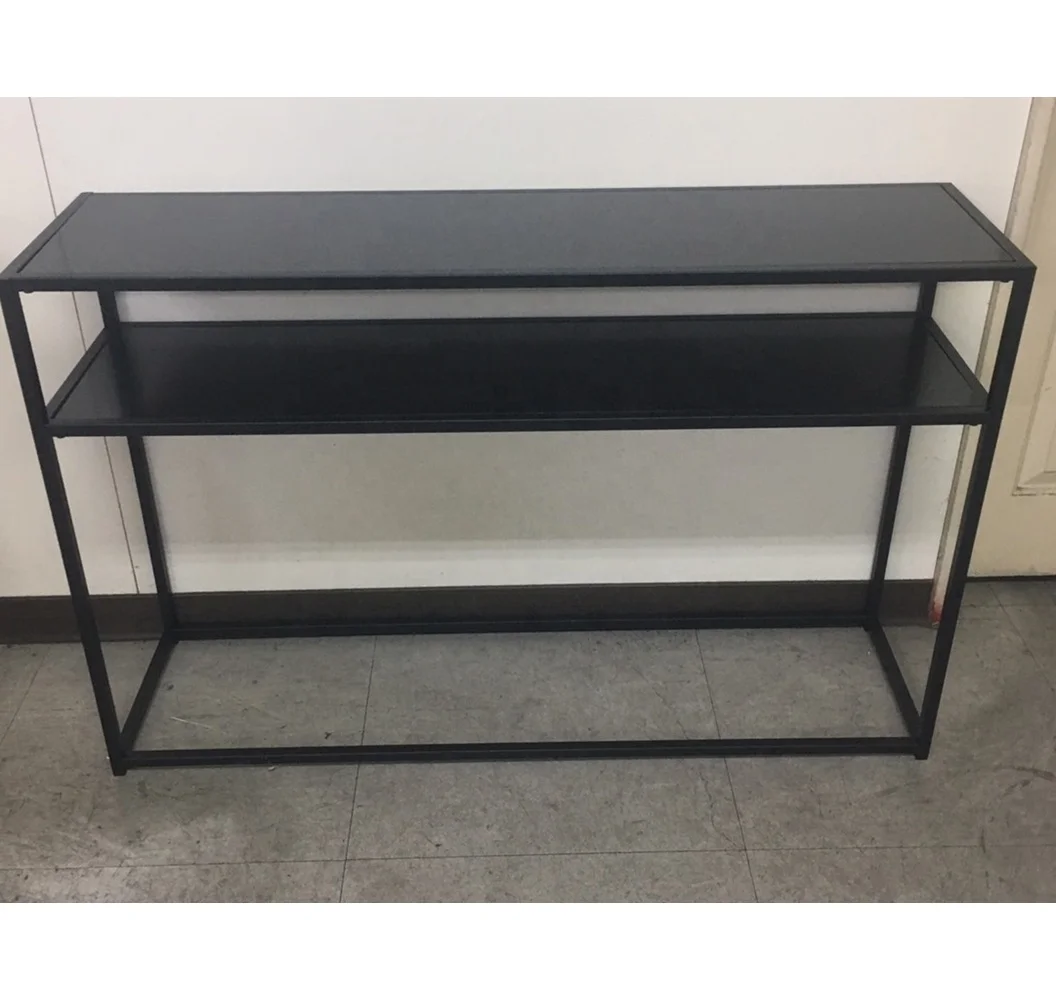 Modern Marble and Wooden Console Table with Glass Metal Top for Living Room and Bedroom Home Furniture