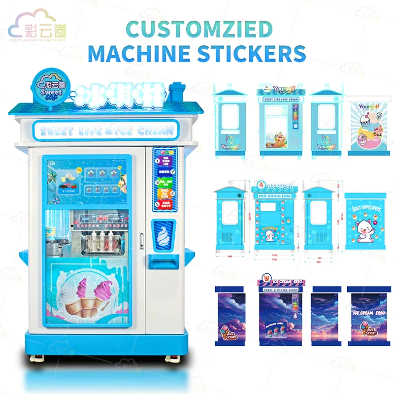 OEM Commercial Automatic Soft Ice Cream Vending Machine Coin Operated Frozen Food Vending Machine with Touch Screen