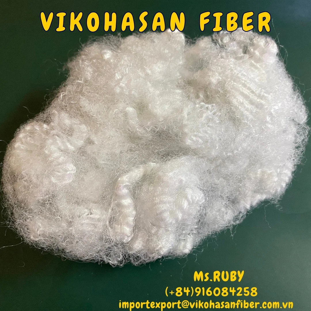Recycled Polyester Staple Fiber 20D HD White Holow Non-Siliconized from Vikohasan Manufacturer for make quilt sofa furnitures