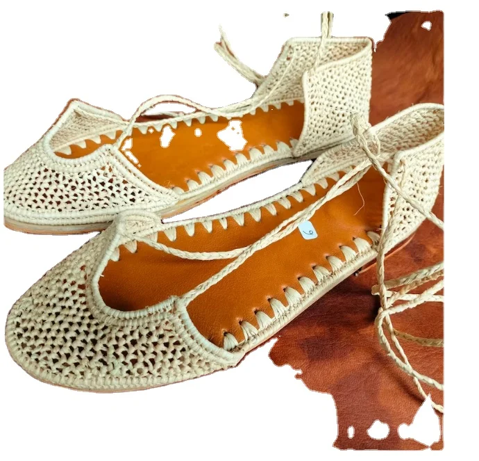 Women Comfortable Handmade Raffia  Comfortable Handmade Raffia Natural Raffia Sandals Customized Natural Moroccan  Raffia Loafer