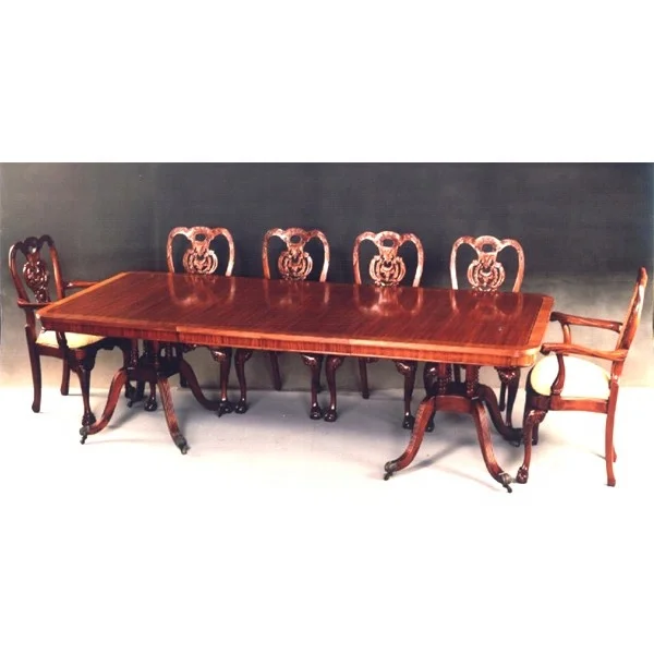 Dining Table Luxury Furniture Regency Dining Table 2 Leaves 2 Padestals Mahogany Antique Reproduction Furniture 8