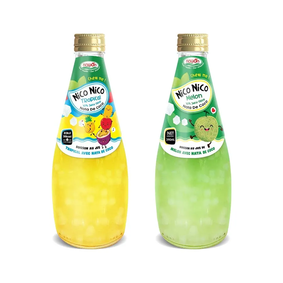 290ML Glass Bottle Mixed Juice with Nata De Coco Drinks Healthy Beverage Wholesale Supplier from Vietnam Manufacturer