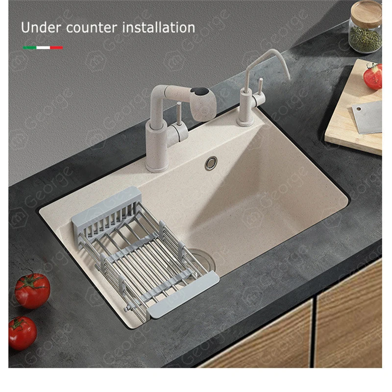 Factory wholesale quartz stone single bowl kitchen sink vegetable basin SYS3