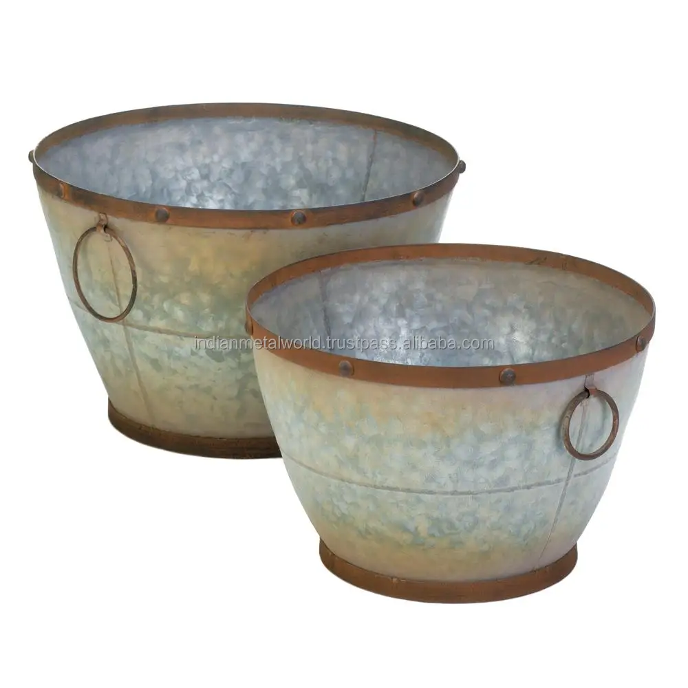 Large galvanized planter for decor manufacturers of modern iron planters long lasting quality flower pots for sale