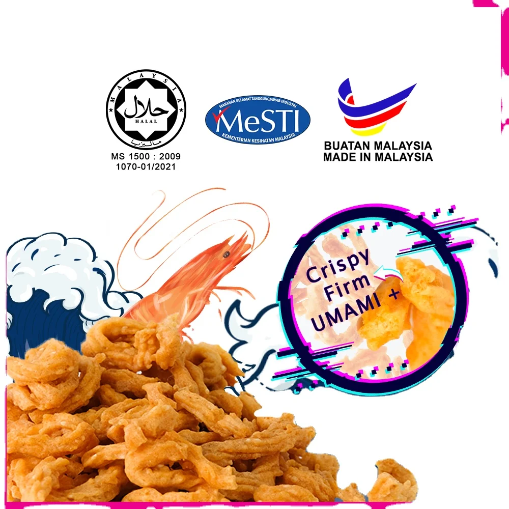 Wholesale OEM Halal Seafood Snacks Prawn Cracker Shrimp Chip Spicy Shrimp Cracker Kerupuk Keropok Malaysia snacks oem muruku