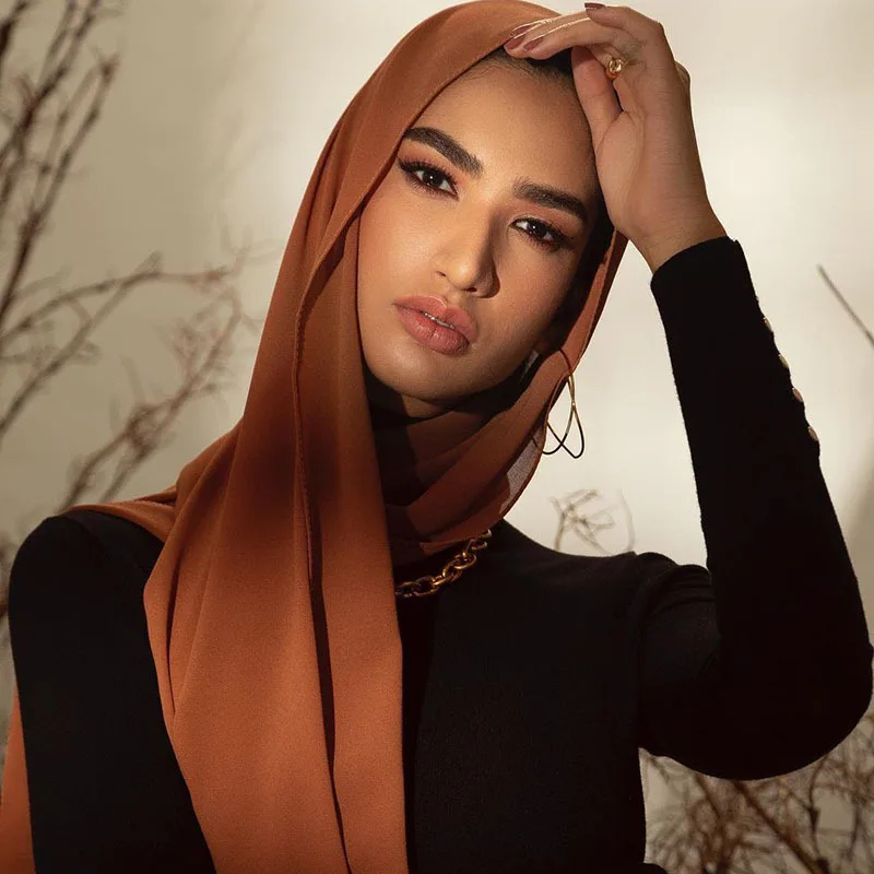 Women Shawl Arab Scarf Hijab Cheap Fashion High Quality Muslim Fashion Malaysia Chiffon Solid Colors as Picture or Customized