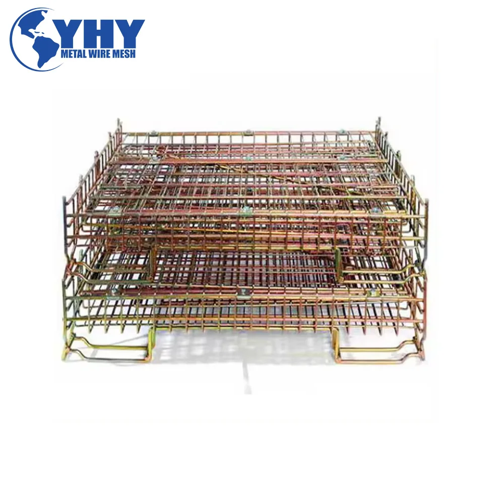 Stackable Wire Mesh Metal Pallet Folding Warehouse Lockable