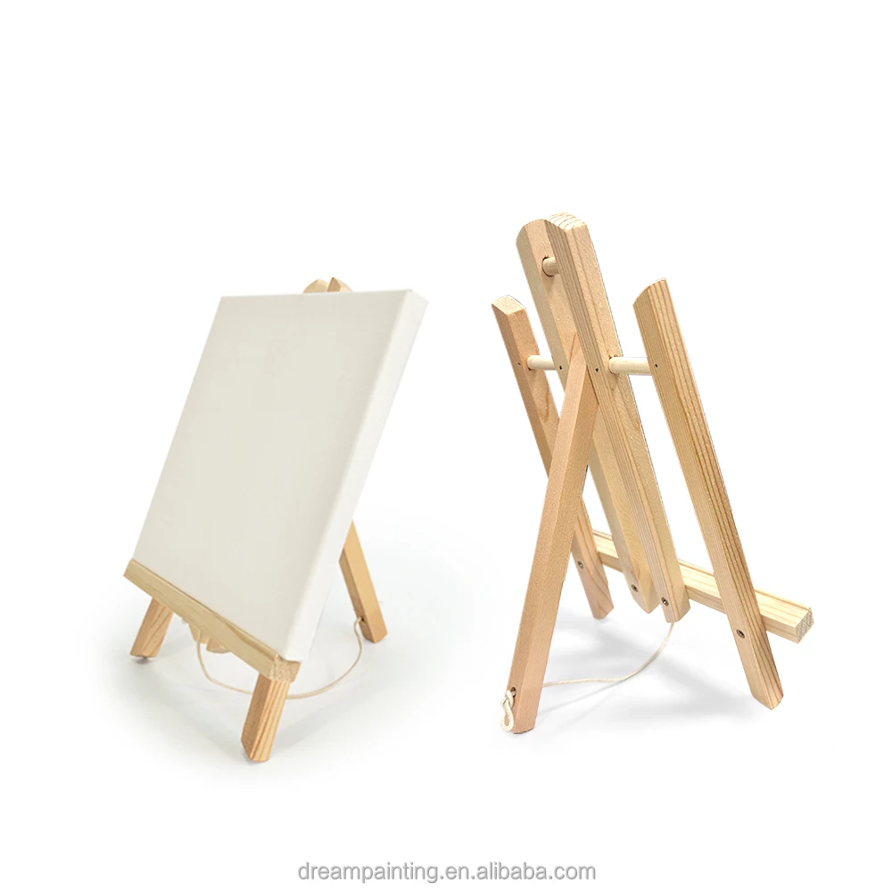 Canvas with Easel Set 24x30cm Stretched Canvas Print Height 40CM Wooden Easel Stand for Painting Desktop Display