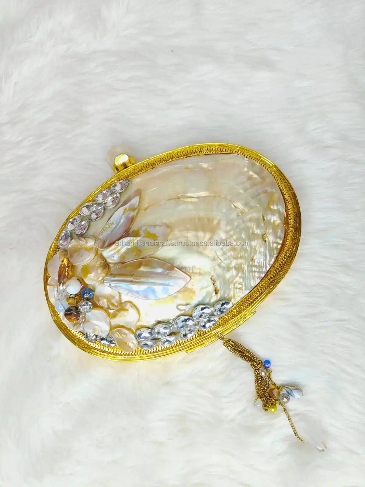 Tradnary Clutch Handbags Mother Of Pearl Geometric Pattern Design For Ladies Fashion Purses at affordable price by LUXURY CRAFTS