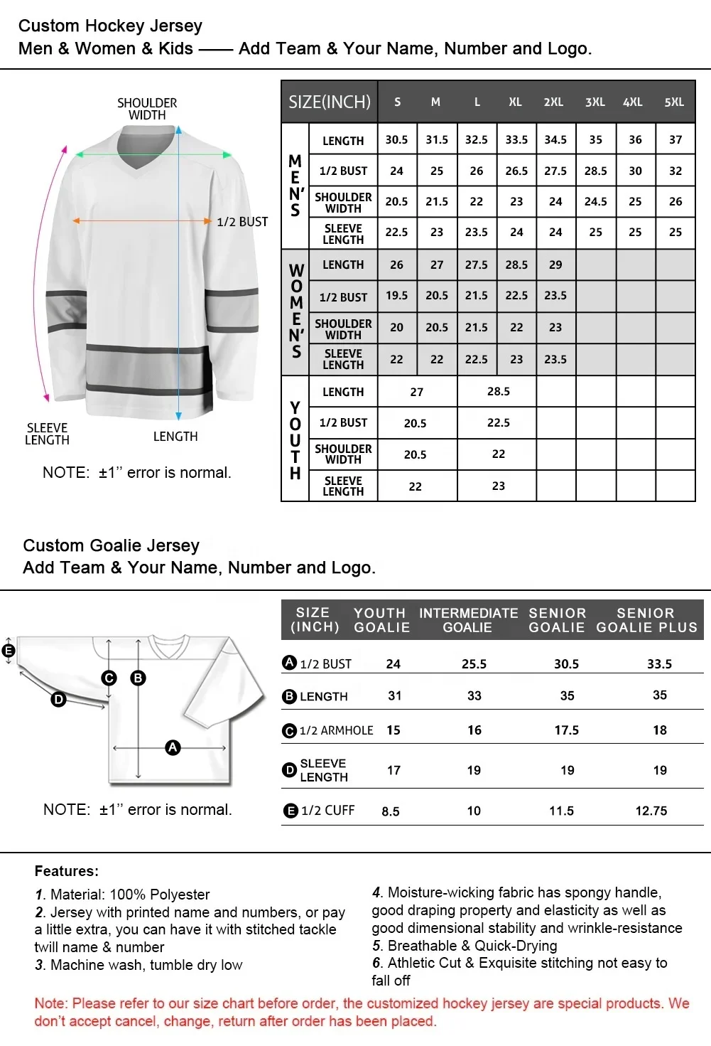 Sublimation printed red and white ice hockey jersey for men custom team name tackle twill vintage ice hockey jerseys