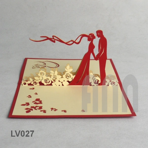 High Quality 3D Handmade Pop-Up Wedding Invitation Card with Envelope Custom Printed Couples Handicraft Christmas Occasions Sale