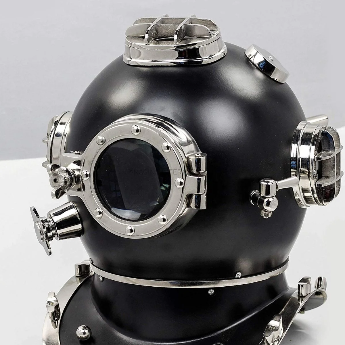 18 Inches Black Diving Helmet Sea Diving Helmet Solid Copper Handmade Gift ware Items & Decorative Accessories