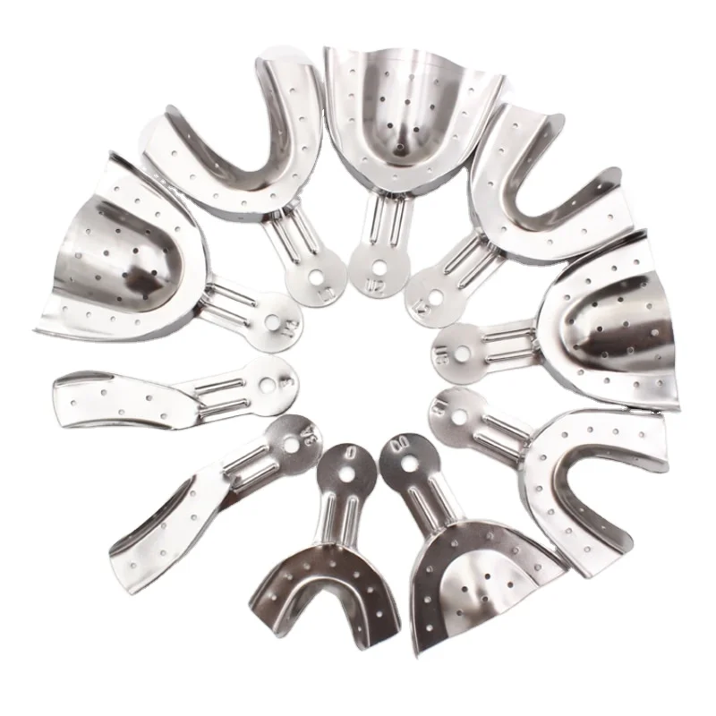 Upper Lower Dental Autoclave Metal Impression Trays Stainless Steel Impression Trays Dental Instruments