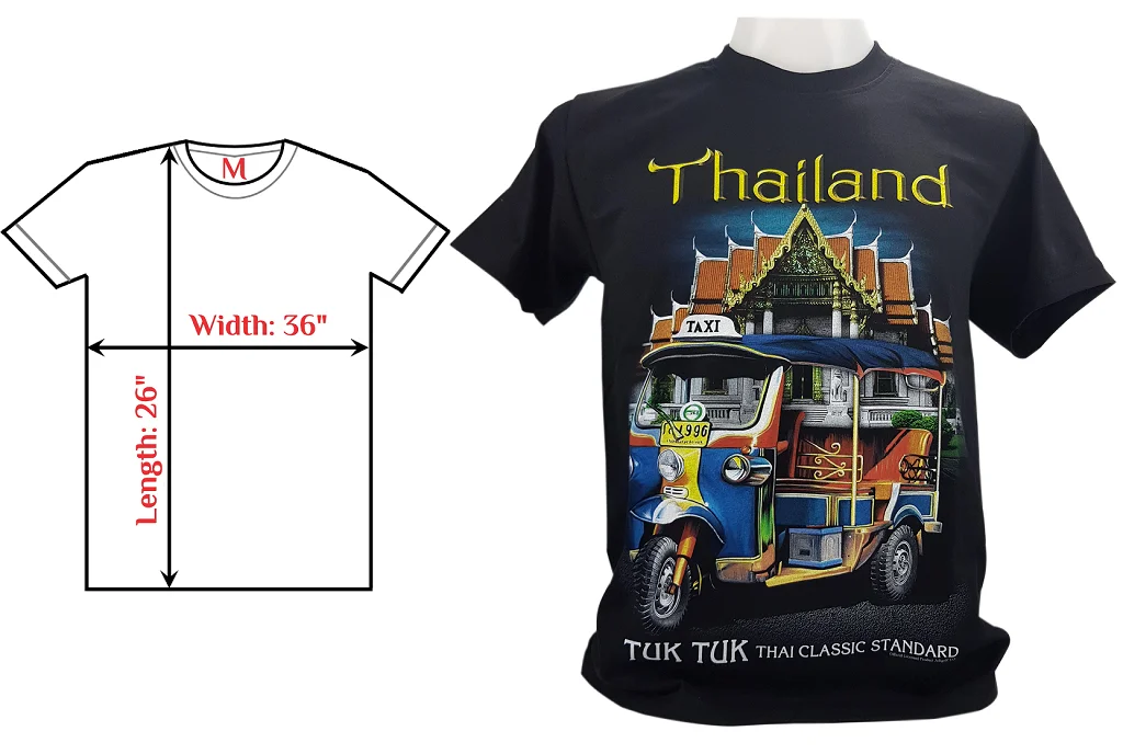 Thai Tuk Tuk at Wat Ben M Size OEM Custom T-Shirt 100% Cotton Premium Quality Casual Style Original Graphic Design Screen Prints