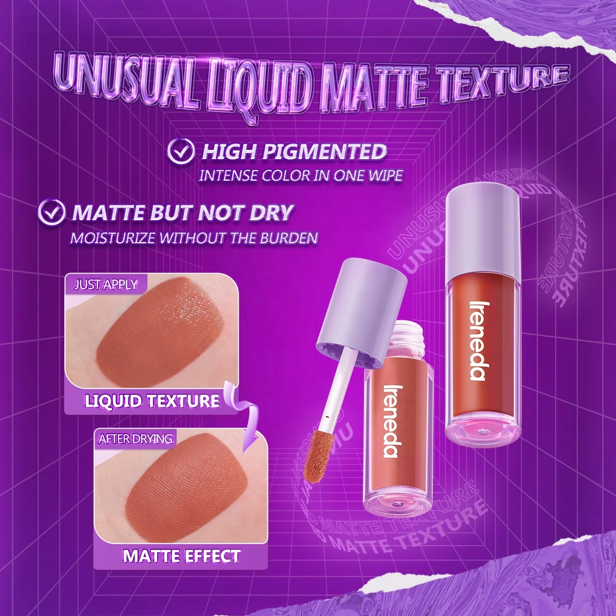IRENEDA IR03 Makeup Lipstick Wholesale Cruelty Free Lasting Pure Matte Lipstick Liquid