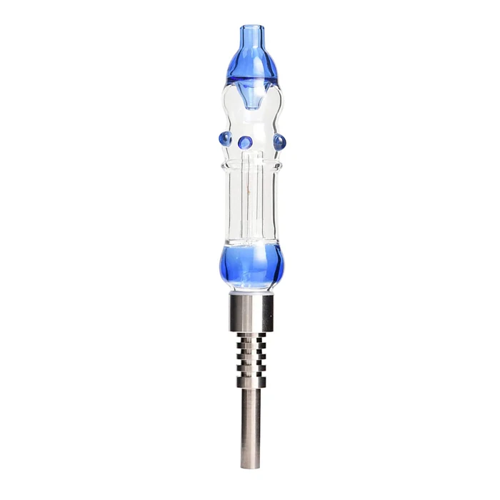 New Blue 5.5  Inch Mini Nector Collector Kit With Spiral GR2 Pure Titanium Steel Tip Gift Package