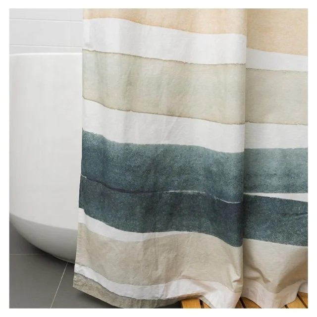 Tie Die Patterned Traditional Durable Digital Embroidered Design Grey Bath Curtains For Bathroom Long Lasting Hand Made Drapes