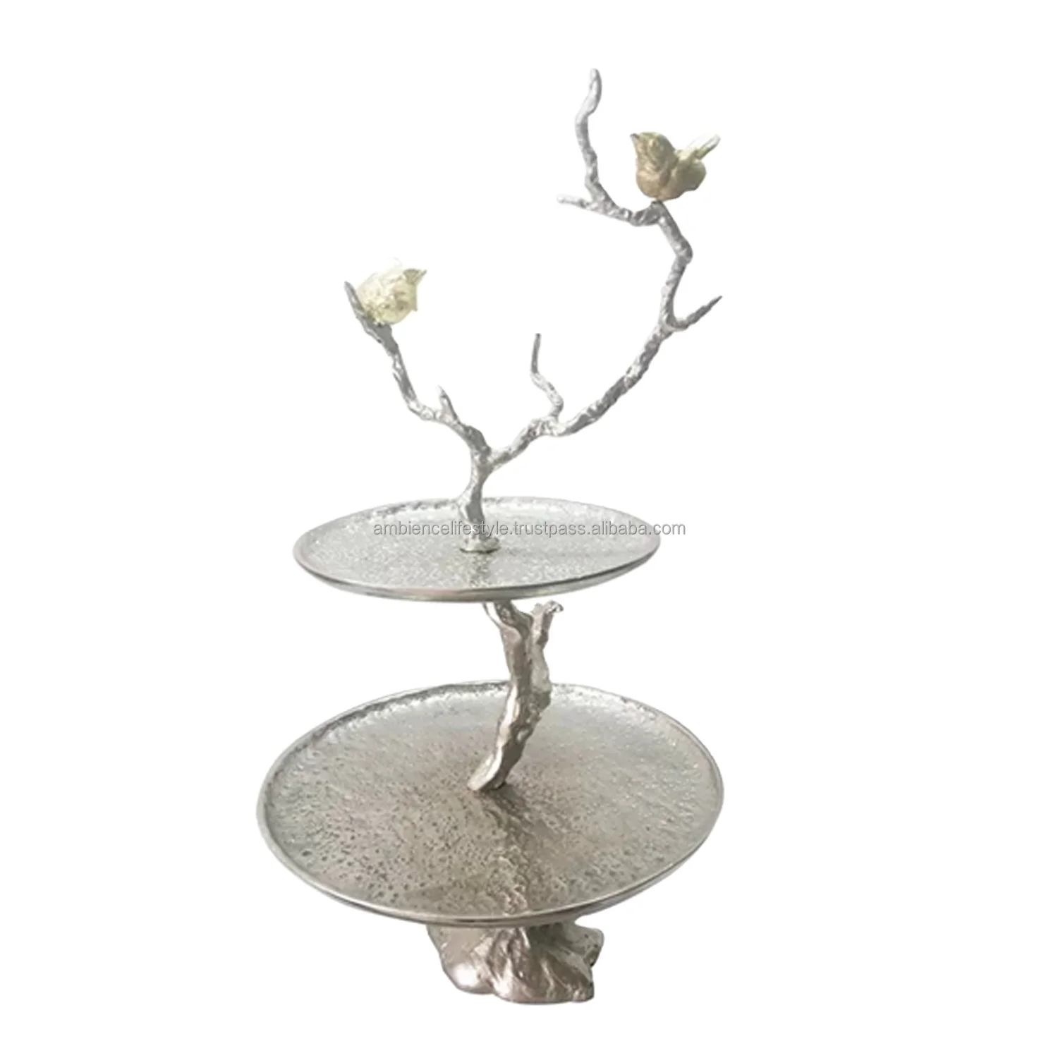 Оптовая продажа литая алюминиевая подставка для торта 2 яруса никелированная кухни и выпечки атмосфера образа жизни