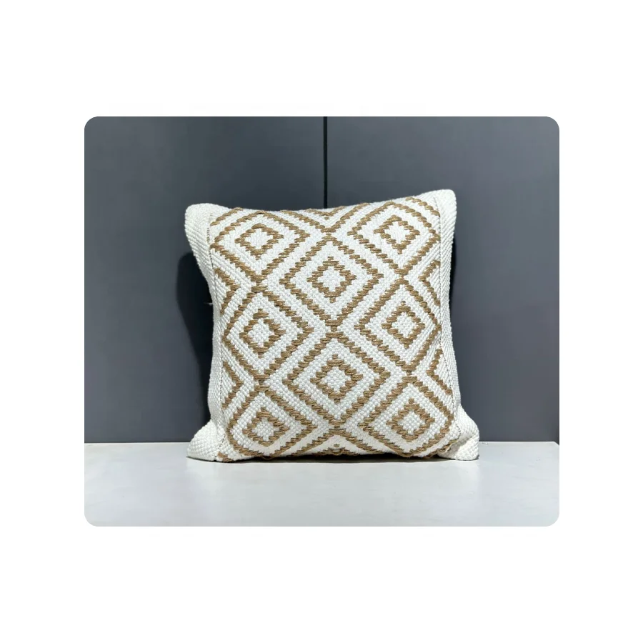 Super Quality Rustic Farmhouse Throw Pillow Textured Jute-Cotton Blend for Cozy Charm Scandinavian-Inspired Decorative Pillow