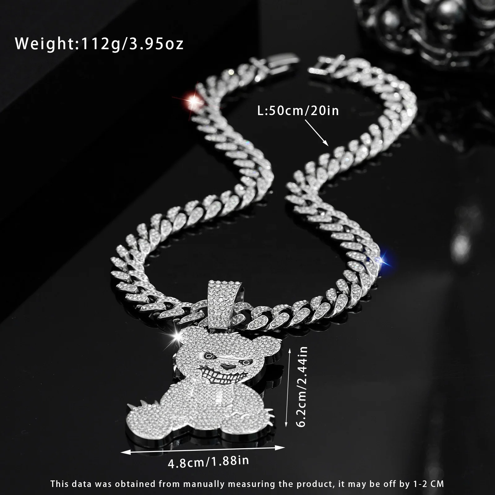 2024 Hot Sell Hip Hop Jewelry for Halloween Wear Decoraciones Gold Plated Iced Cuban Chain Ghost Candy Skull Necklace Gift Party