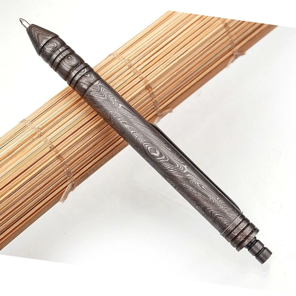 Damascus Titanium Tactical Pen Hand Carry Writing Instrument Pen Gift Custom Product Antique Silver Fountain Pen