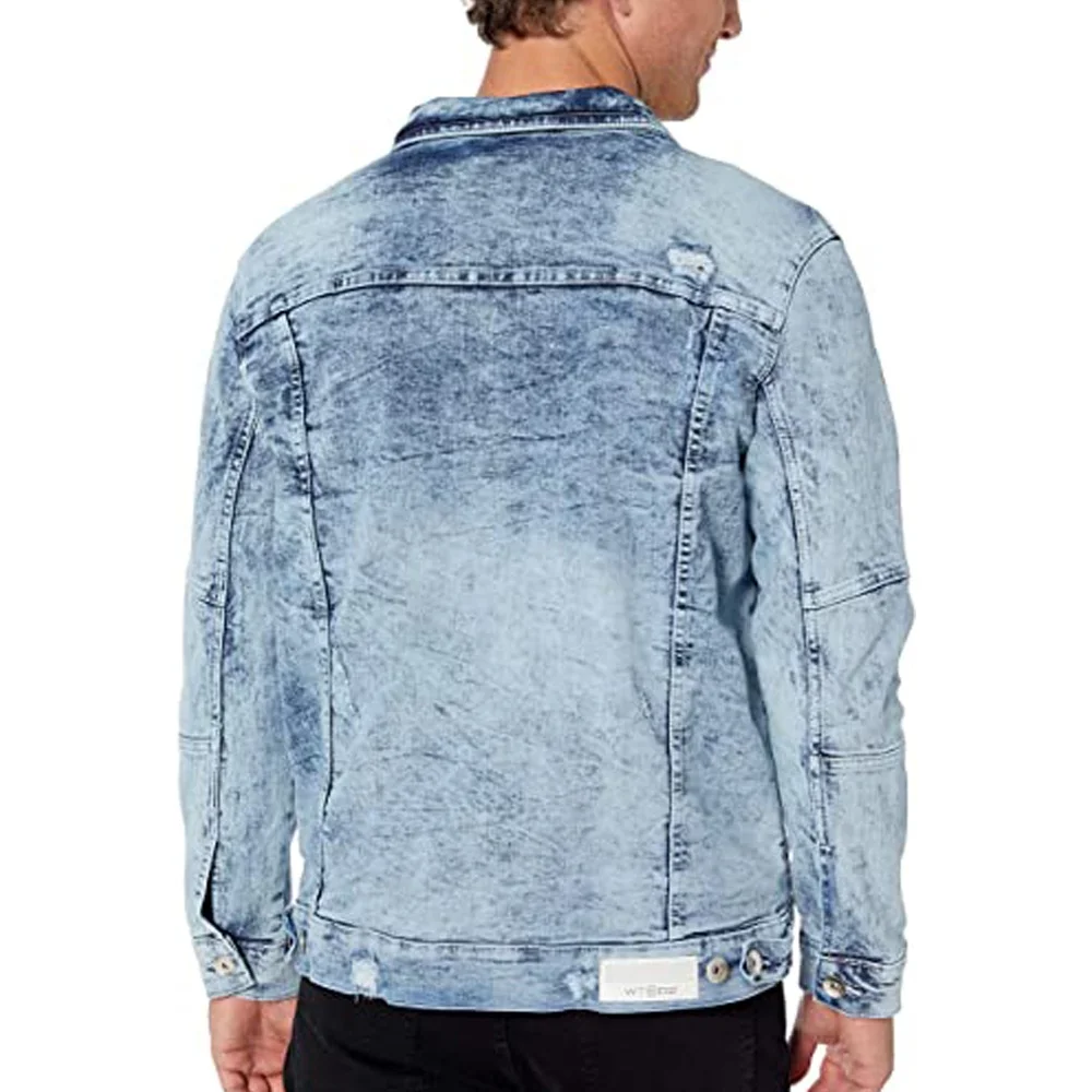 
Hot sale Men Fashion washing Jacket Denim Jackets long sleeve with custom shank buttons denim jacket 