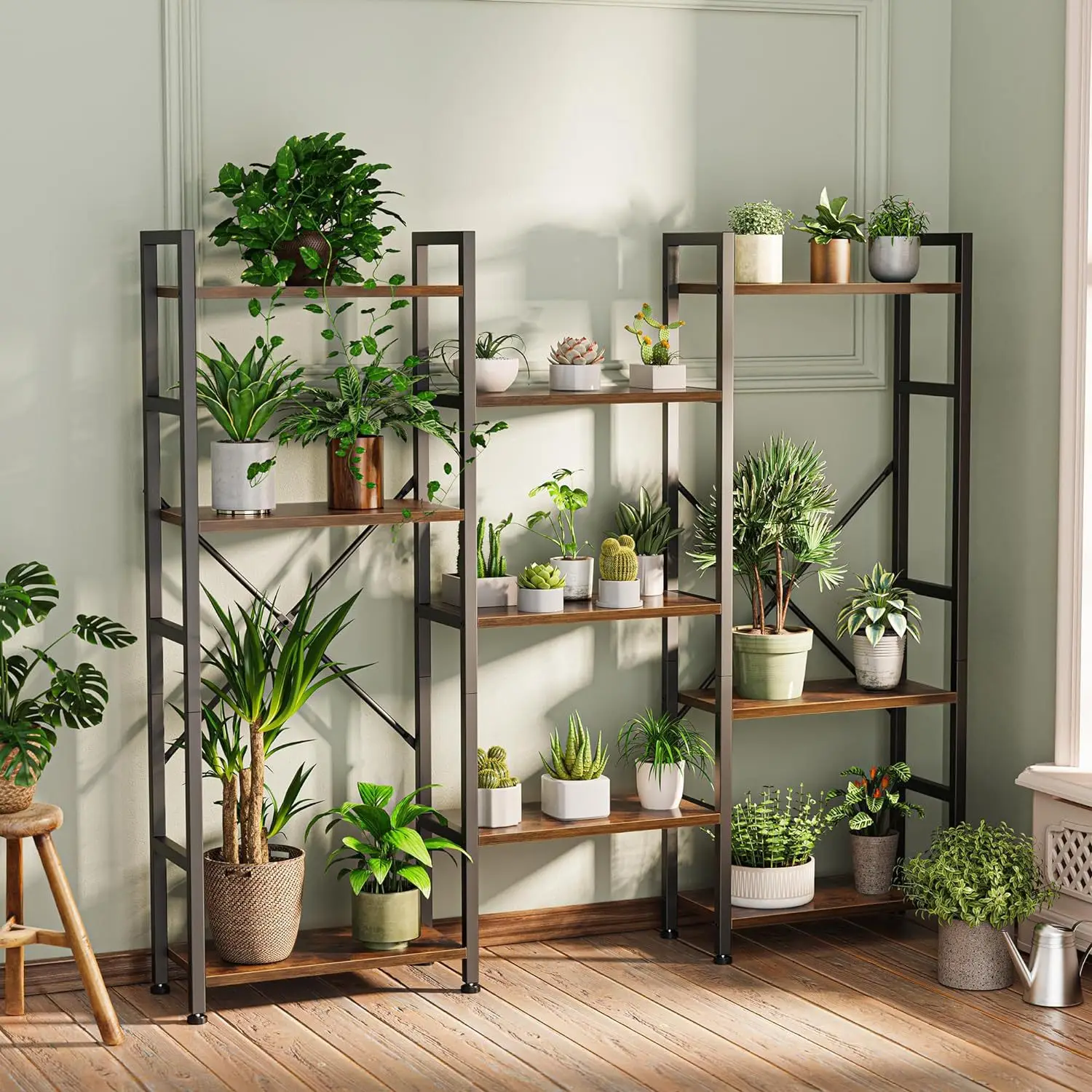 Modern Simple Home Multi-Layer Bookshelf Galvanized Metal Magazine Book Floor Bookcase Display Rack for Living Room Wall