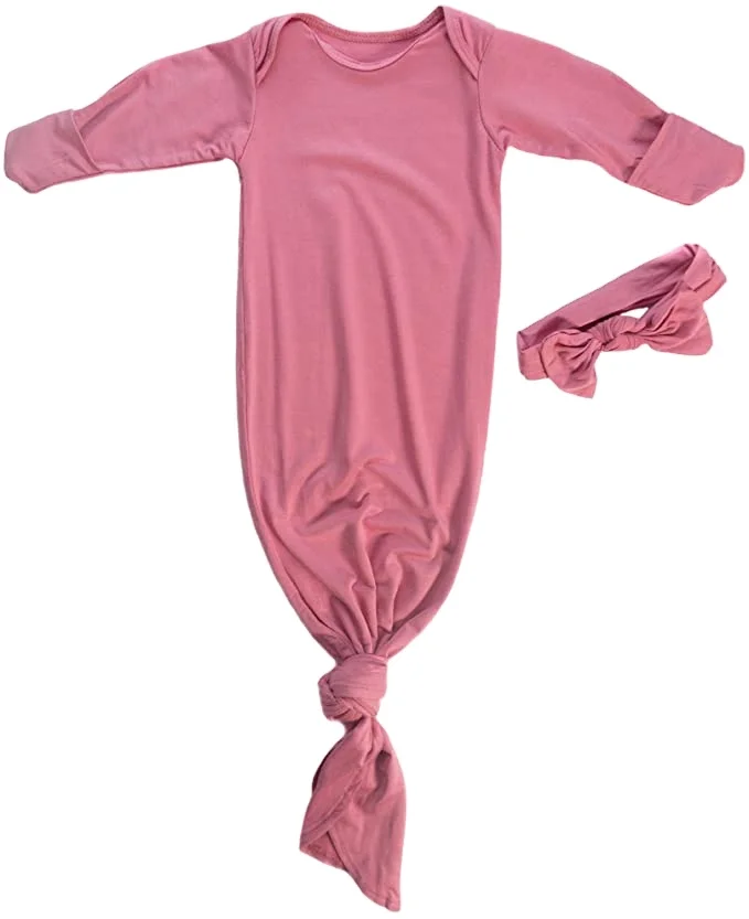 
95%Bamboo 5%Spandex Organic very Soft breathable light weight Knitted stretchy premium quality hot sale Baby Knotted Gown 