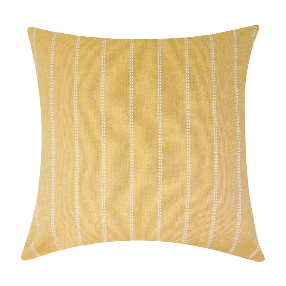 Foldable Woven Cushion Cover Yellow Dobby Striped Handmade Pillow Cover Square Sofa Couch Boho Pillow Case from India