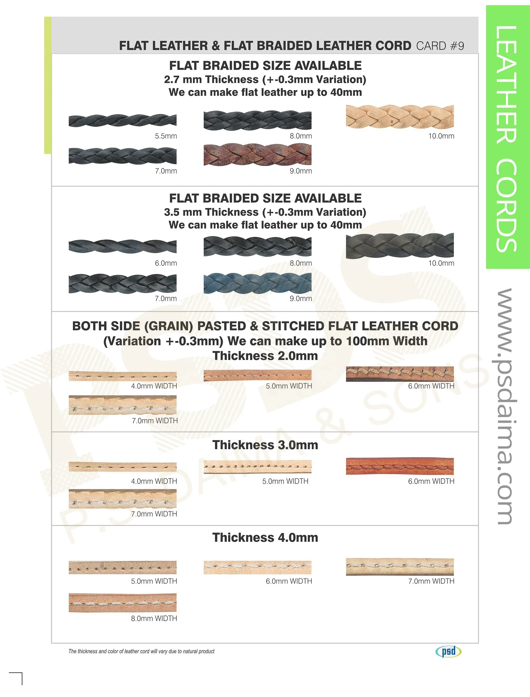 Genuine Flat Braided Leather Cord | High Quality Manufacturer | Great Rub Fastness, Light Fastness & Perspiration Fastness PSD