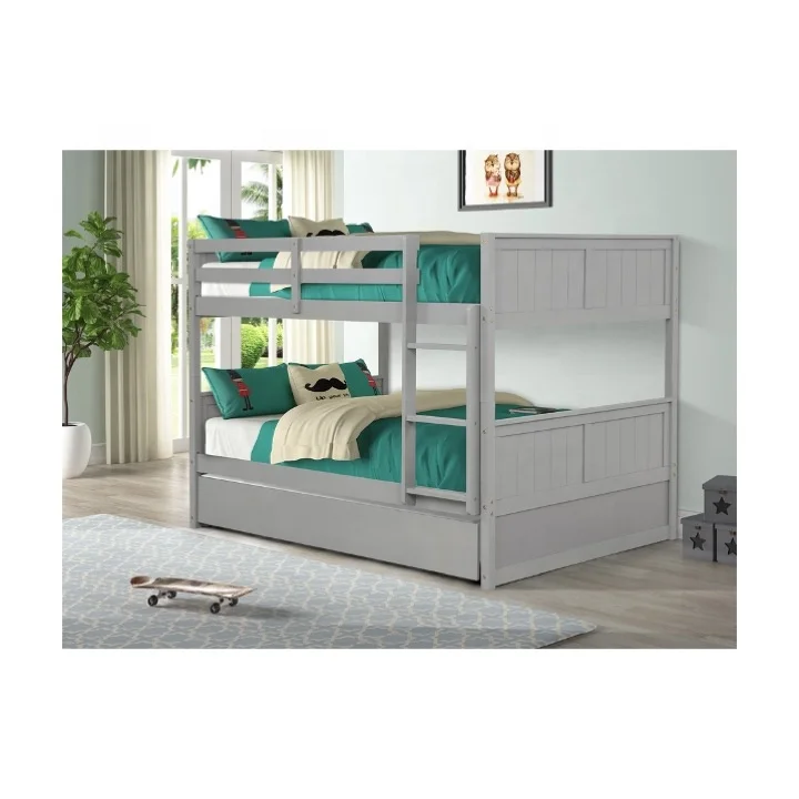ODM/OEM Wood Full Bunk Bed with Trundle Bed Frame Bed Room Furnitures