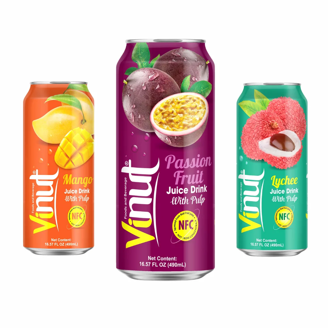 VINUT Factory Price 490ml Juice Drink  Sugar-Free, With Pulp, Variety Flavors, Free Sample, Private Label Vietnam