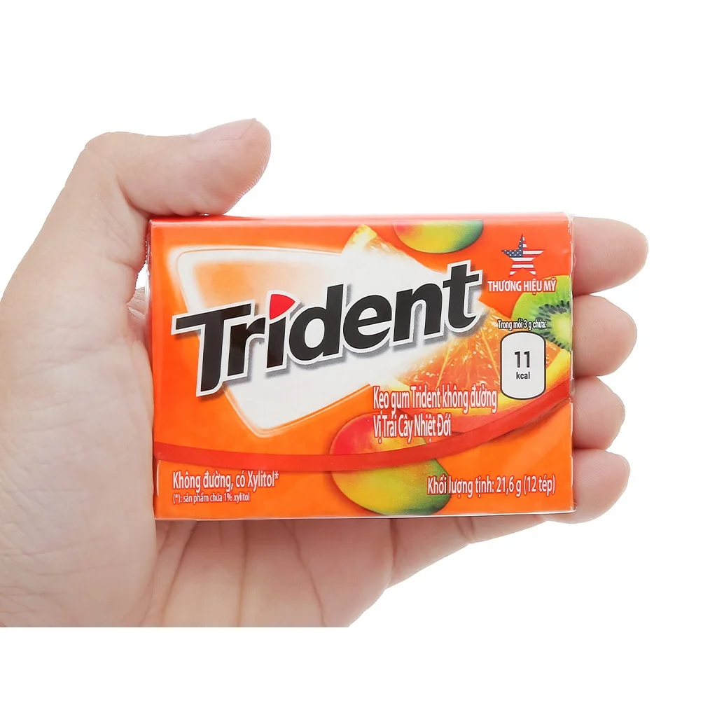 SUGAR FREE GUM WITH XYLITOL TROPICAL TWIST FLAVORED 21.6G - (12 STICKS X 1.8G)