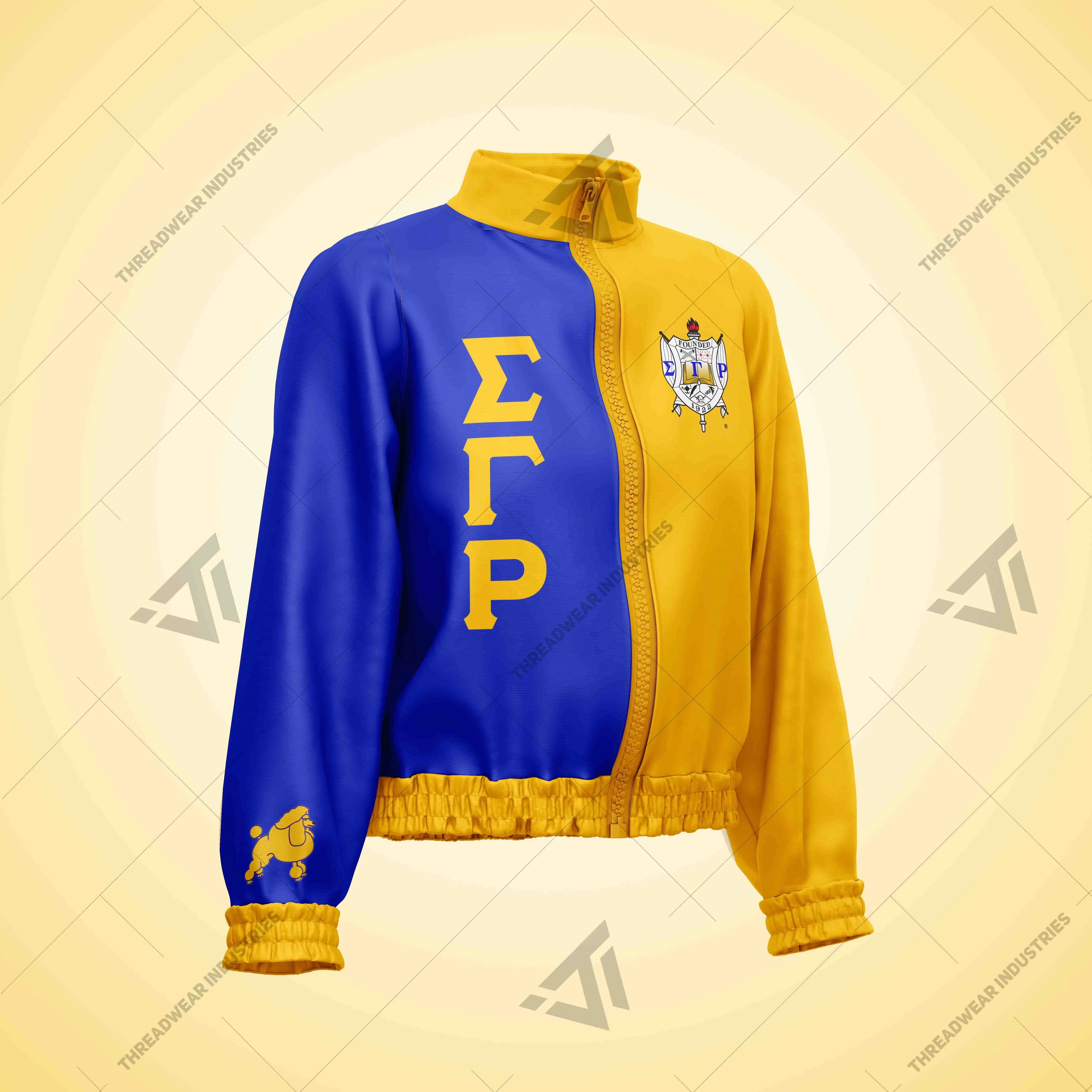 Custom Wholesale Sigma Gamma Rho 1922 Sorority Clothing Embroidered Short Body Jacket Greek Paraphernalia