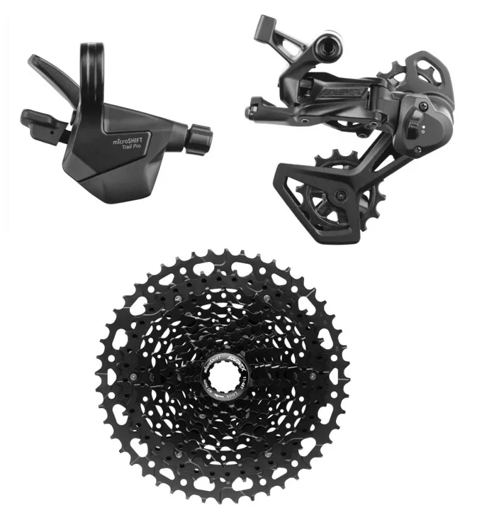 microSHIFT Advent X MTB groupset, 1x10 speed, 48T Alloy cassette, Aluminum derailleur cage