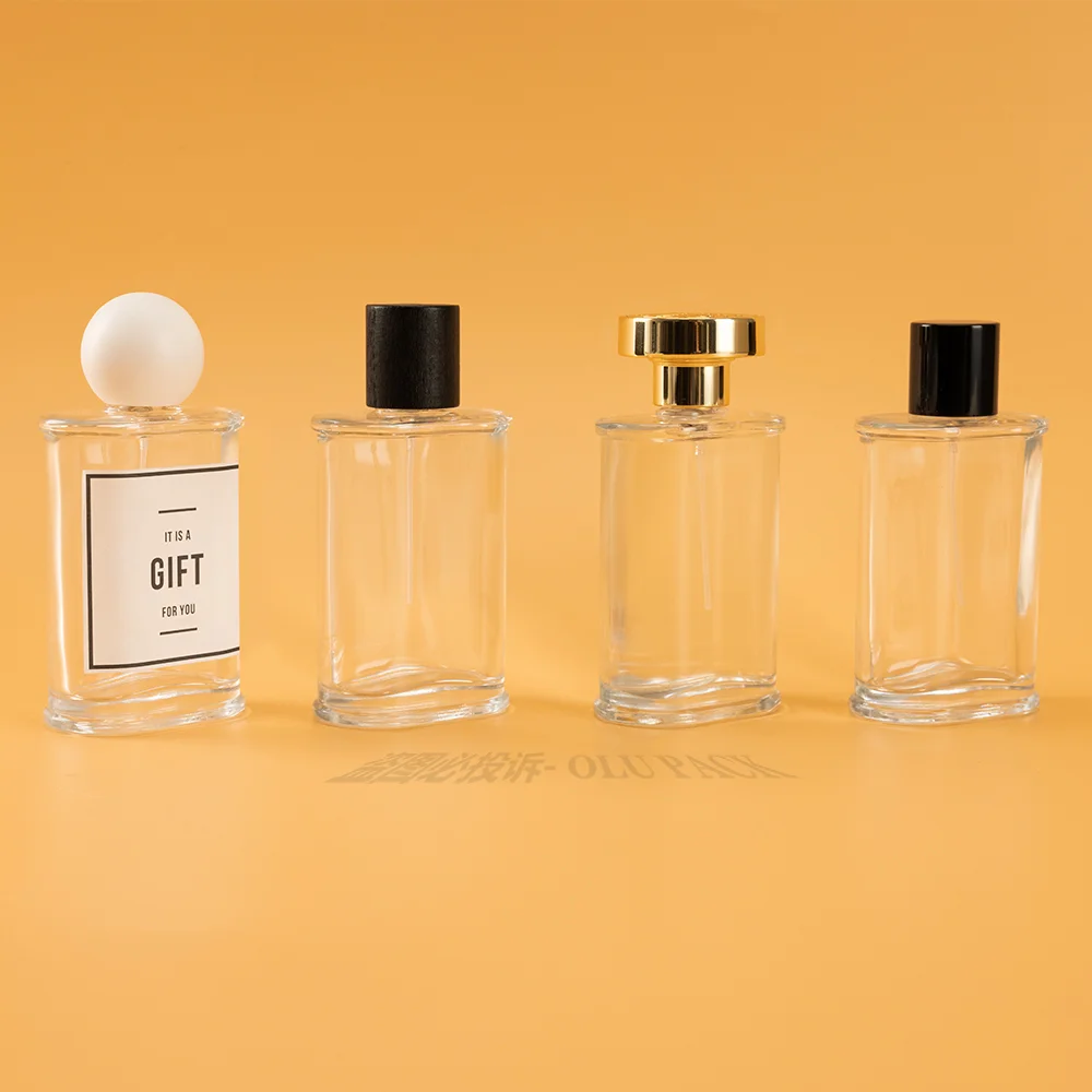 Factory Supply Low MOQ Clear Refillable Brand Perfume Package 100ml French Parfum Glass Scent Bottle with Custom Label