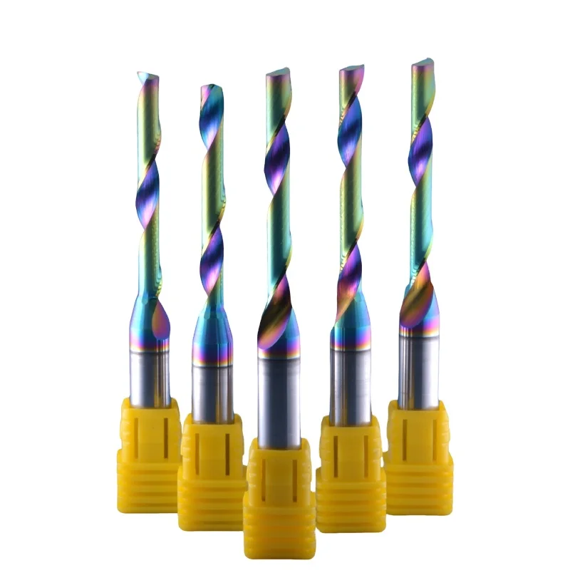 DLC Coating Milling Cutters For Aluminium One Flute Spiral Bits End Mill Engraving CNC Router Engraving Bit