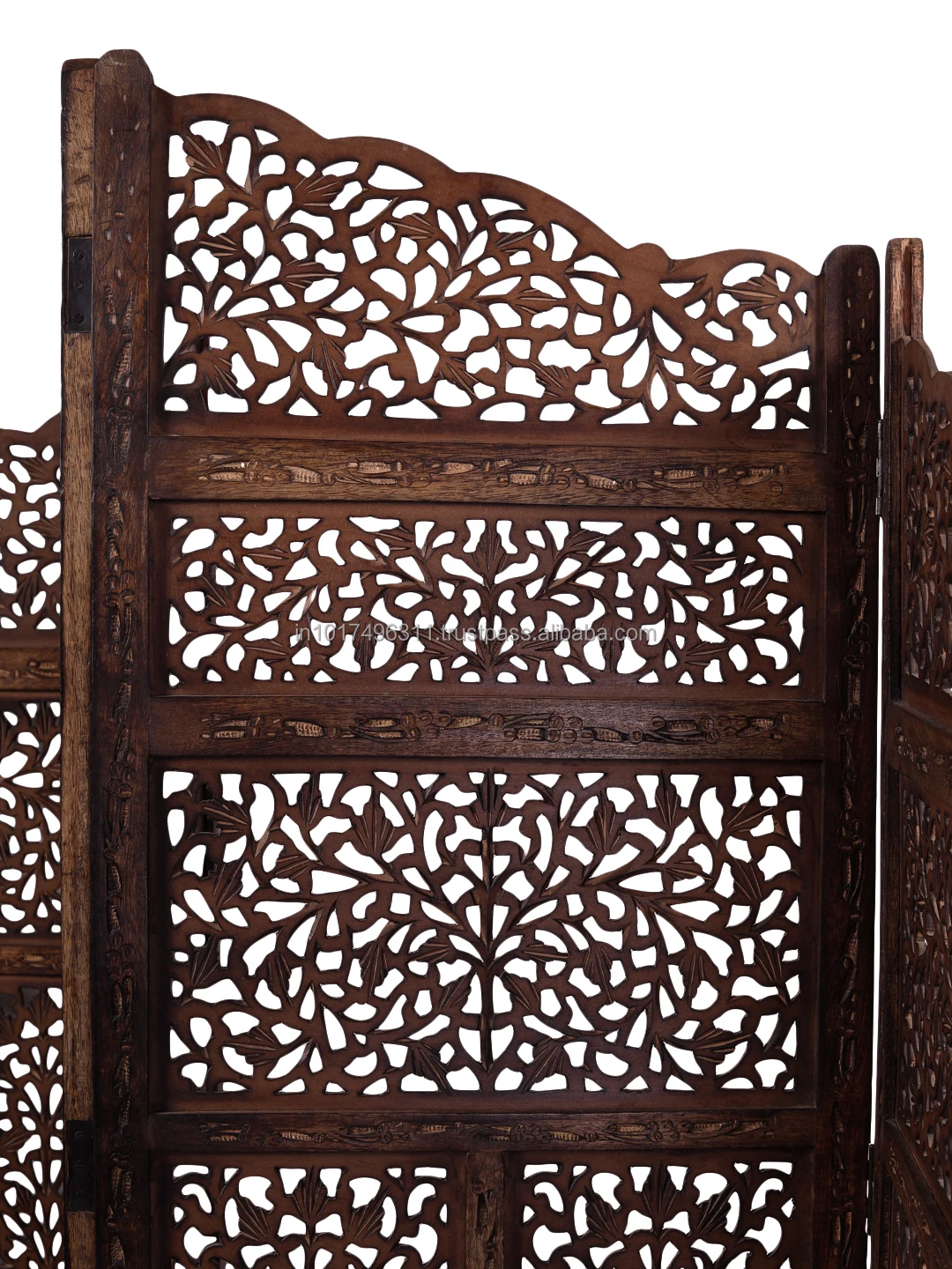 Деревянная перегородка ручной работы с 4 панелями и разделитель для комнат (коричневый) декоративная из массива дерева (отдельно стоящая)