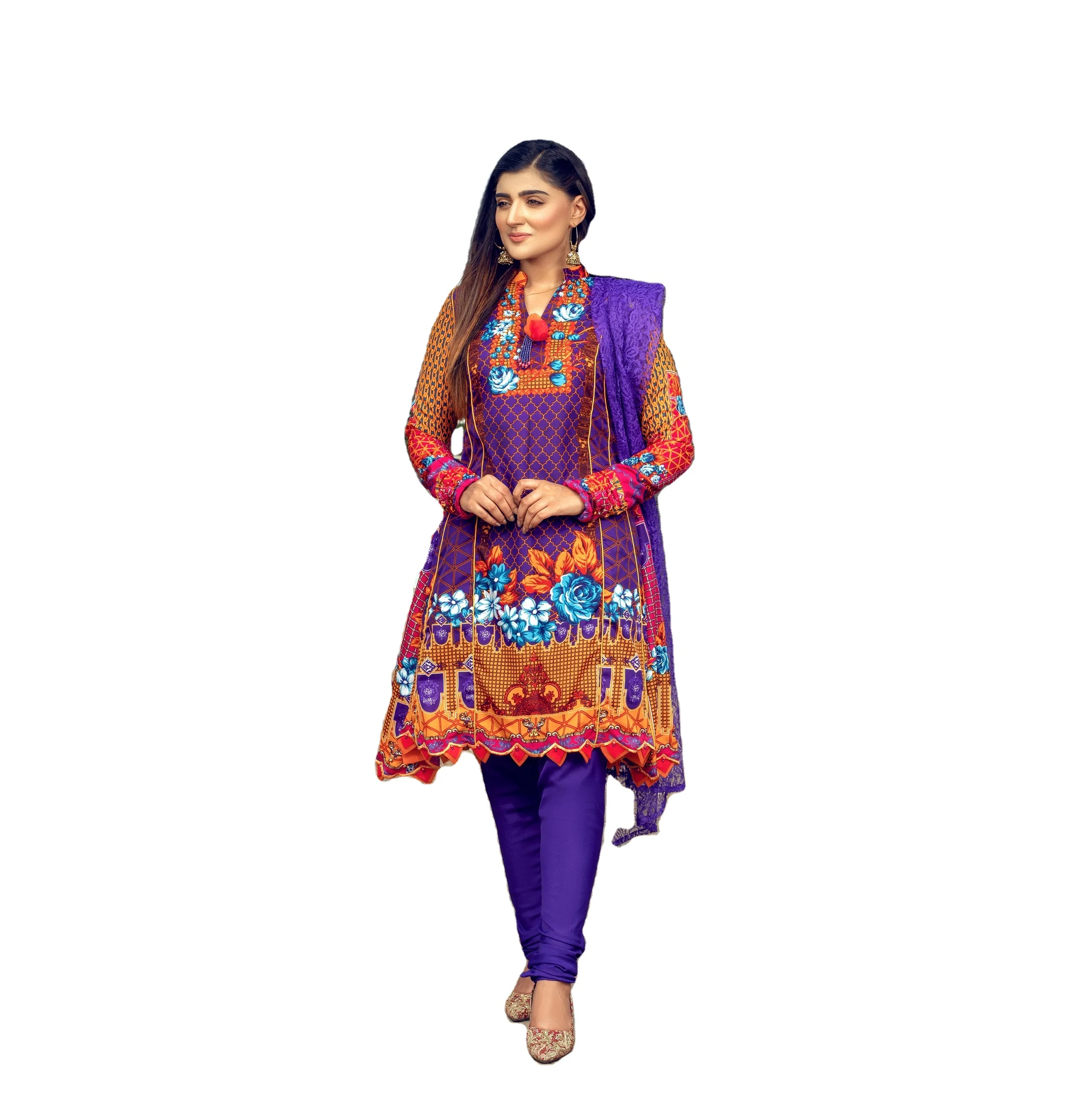 Восточный пакистанский стильный костюм сальвар камиз/вышитые женские костюмы из 3 частей для газона/Необработанные костюмы для женщин