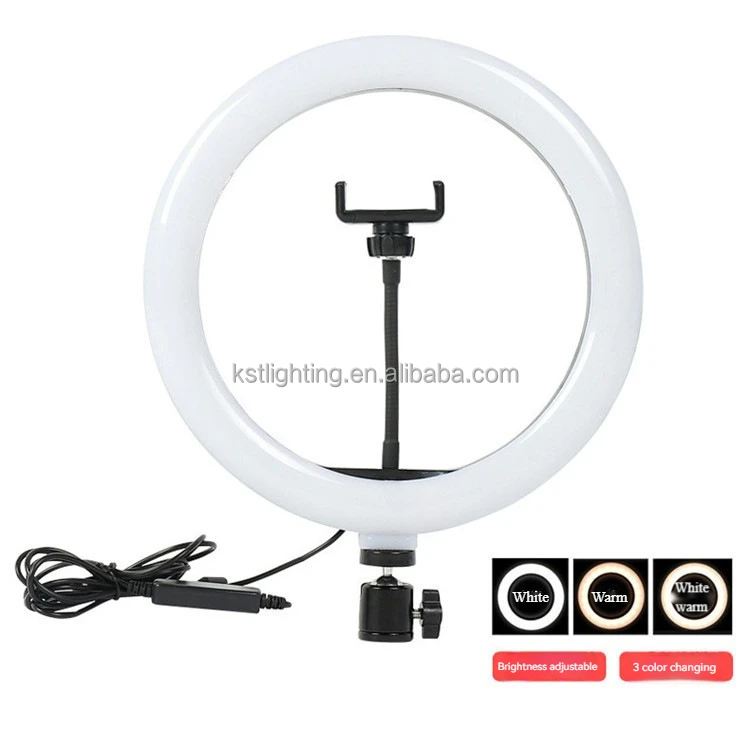 10inch 26cm 3 color temperature led ring fill light live stream broadcast selfie dimming photography camera with mobile holder