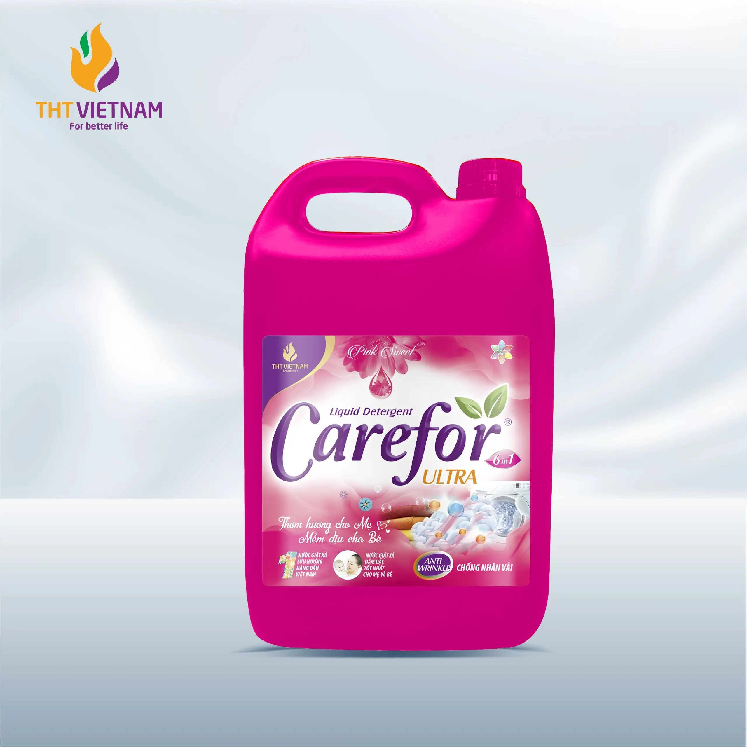 Carefor 6-in-1 Bath Fizzies Pink 5000ml Liquid Laundry Detergent for Color Protection High Soft Smooth Clothes Fabric