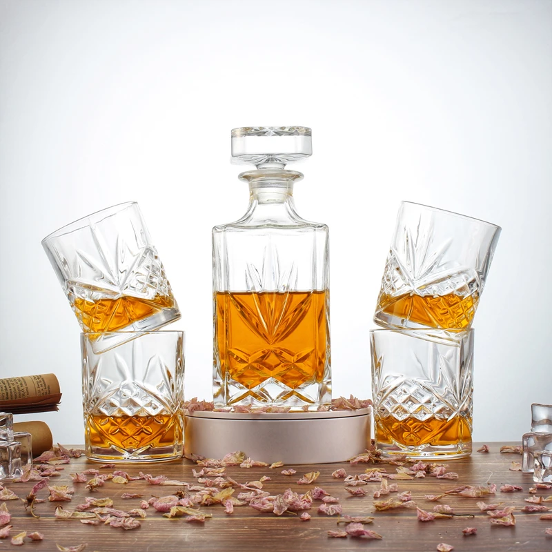 bulk glass decanter wholesale decanter cristal whiskey decanter and glass set 5 piece