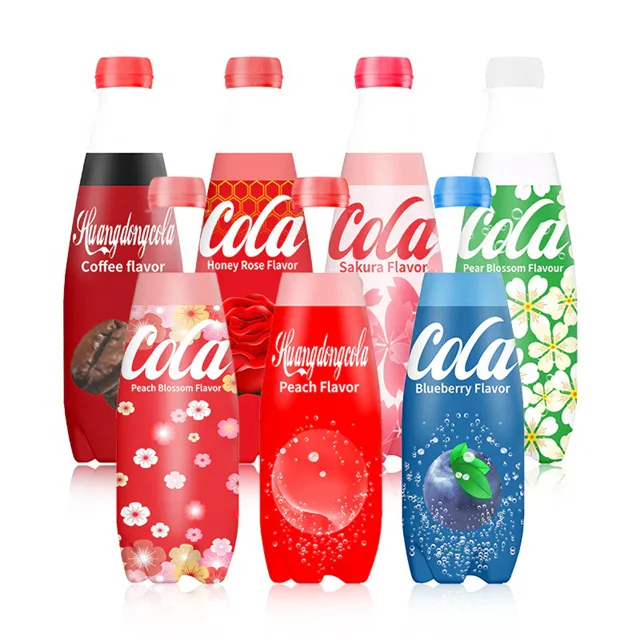 China Beverages Soft Drink Carbonated Water Coca Soda Cola Blueberry Sakura Peach Flavor Soda Ready to Drinks