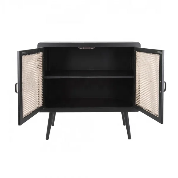 High end 2 door rattan front wooden cabinet made in Vietnam