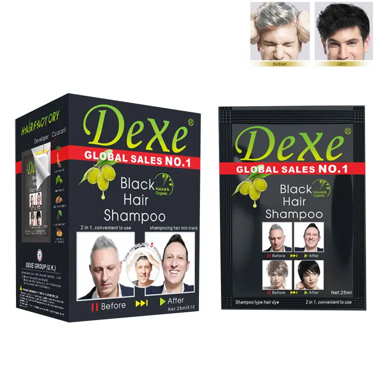 two in one Dexe permanent black hair shampoo herbal ammonia  free ppd free health no dark skin Original factory private albe OEM