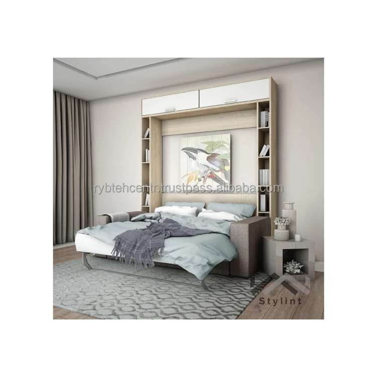 Living room set murphy bed 2000x900 mm with side shelves and sofa great quality wholesale prices home decor furniture