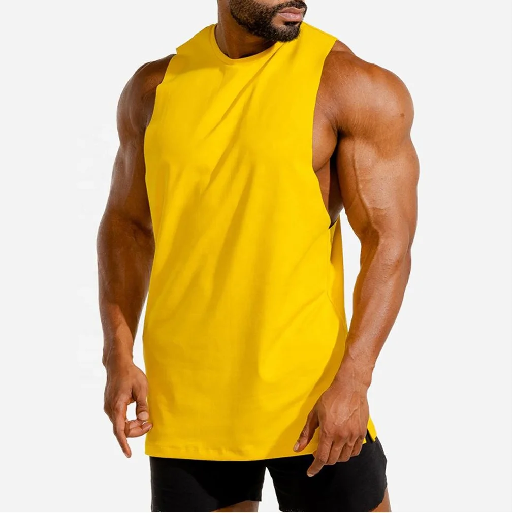 Men High Quality Mesh Panel Tank Top Side Slits Muscle Fitted Tank Top