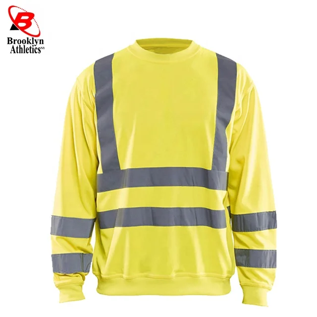 Reflective Safety High Visibility Long Sleeve Shirts ANSI Class 2 Hi Vis Construction Work T-shirts for Men