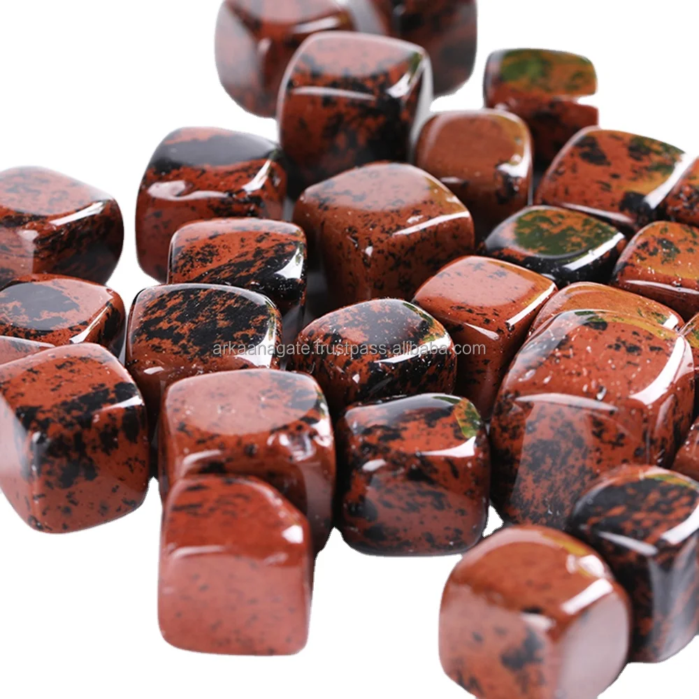 Wholesale Mahogany Obsidian Tumbled Polished Cube Tumbled Stones hand polished hand made sun shine for  sale