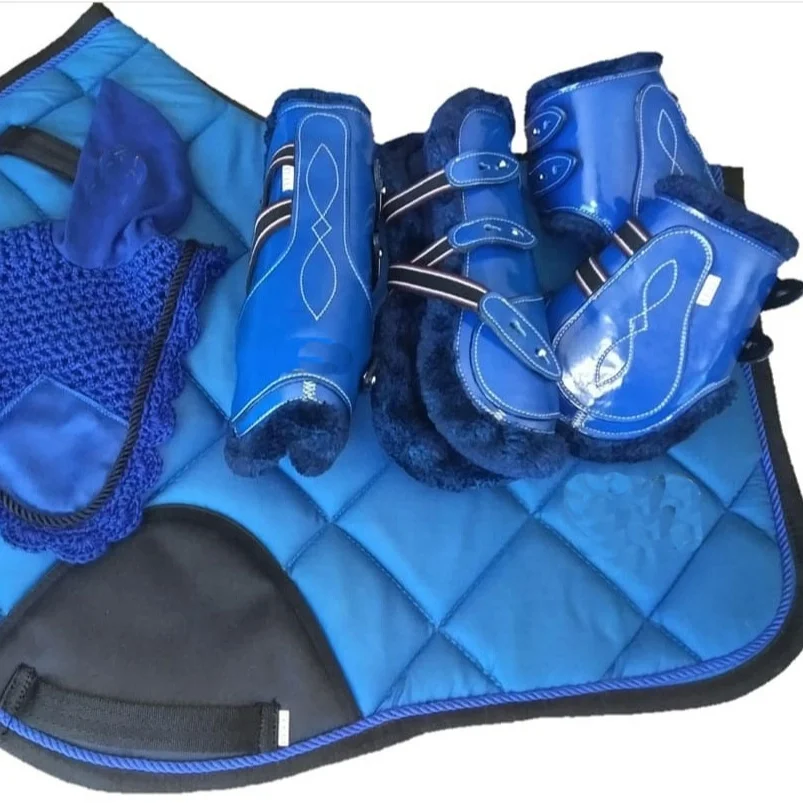 
NEW HORSE 2021 FULL SET SADDLE PAD EAR NETS OR BRUSHING BOOTS IN custom COLOR ENGLISH SADDLE PAD 